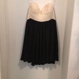 Black mini strapless dress